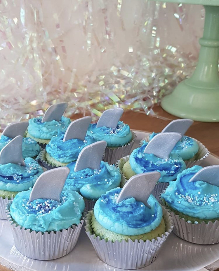 Hai-Fisch eßbar Muffin Tortenaufleger Party Deko Geburtstag Cupcake Shark Meer